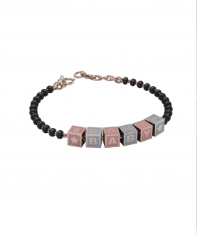Sterling Silver Baby Nazariya With Square Babykubes-Pink Blue With 18 Kt Pink Gold Plating(6-9 gms)