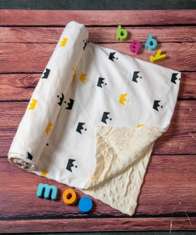 Baby Moo Crown Cream Double Sided Blanket
