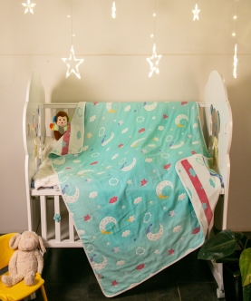 Baby Moo Star Turquoise Embossed Baby XL Muslin Blanket