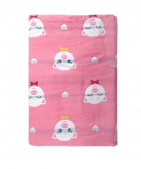 Baby Moo Piglet Pink Embossed Baby XL Muslin Blanket
