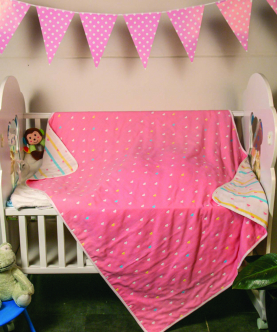 Baby Moo Heart Pink Embossed Baby XL Muslin Blanket
