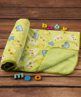 Baby Moo Buses & Bears Green Fur Blanket