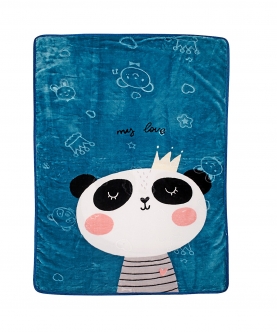 Crown Panda Blue Blanket