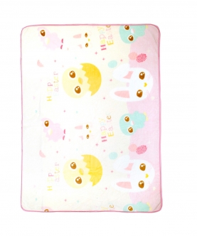 Big Eyed Friends White And Pink Blanket
