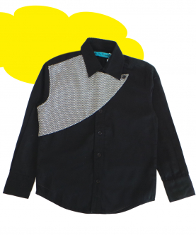Black Shirt With Printed Overlap