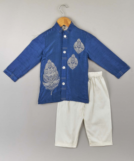 Blue Embroidered Kurta Pyjama Set