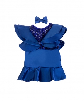 Blue Ruffled Mini Dress