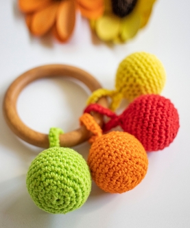 Wooden Crochet Rattle And Teether 