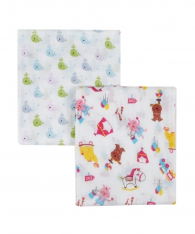 Whales And Circus Multicolour 2 Pk Muslin Swaddle