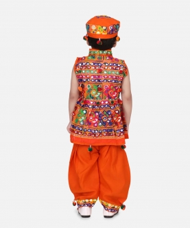 Navratri Embroidered Kediya With Dhoti And Cap For Boys
