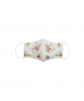 Daisy White Butterfly Embellished Face Mask For Kids