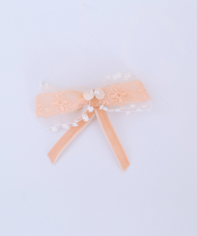 Velvet Pink Bow With Pearls Hair Clip For Kids