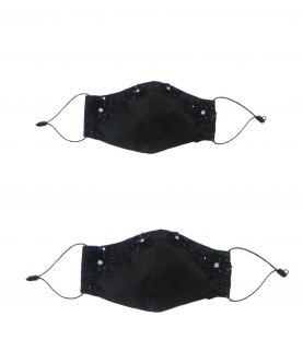 Mini Me Black Beaded Embellished Face Mask