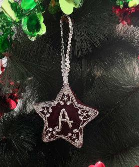 Personalised Initial Xmas Tree Hanging - Silver