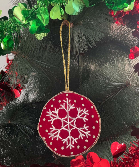 Embellished Velvet Xmas Tree Ornament