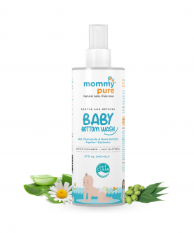 Baby Bottom Wash Spray 140ml Rinse Free Hygiene Wash With Aloe & Chamomile For Gentle Cleaning Of Diaper Area Use With All Kinds Of Diapers, Dermatologically Tested, Toxin Free