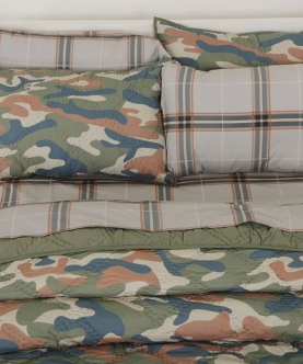 Boys Scout Plaid Organic Bedsheet Set Super King Flat Sheet