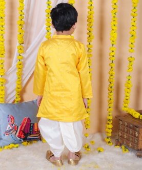 Boy Kids Wear Full Sleeve Festive Dhoti Kurta - Yellow