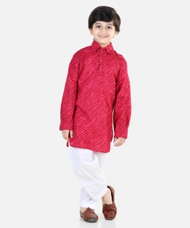 Printed Cotton Full Sleeve Pathani Salwar Set For Boys