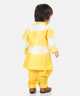 Hand Dyed Chanderi Silk Sherwani Salwar For Boys- Yellow