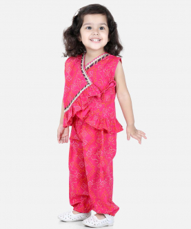 Cotton Top with Harem for Girls-Pink