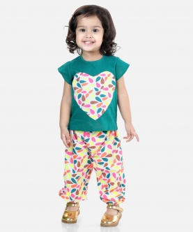 Heart Patch Top & Harem Pant Indo Western Clothing Sets