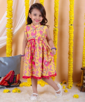 Kids Wear Pure Cotton Printed Causal Frock