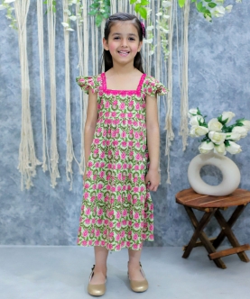 Floral Printe Printed Cotton Tier Summer Frock and Dresses