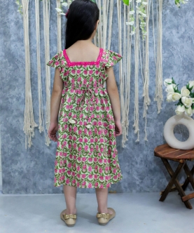 Floral Printe Printed Cotton Tier Summer Frock and Dresses