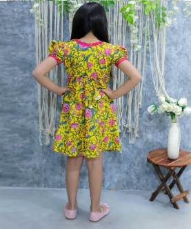  Pure Printed Cotton Puff Sleeve Summer Frock and Dresses