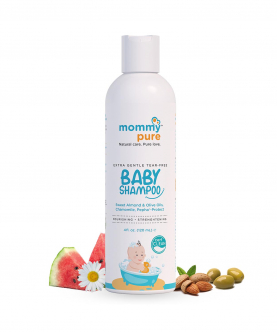 Tear-Free Natural Baby Shampoo 120ml Toxin-Free, Dermatologically Tested Almond & Olive Oils, Chamomile, Coconut Based Cleansers Free Of Harmful Chemicals, pH Balanced Certified Clean & Safe On Skin
