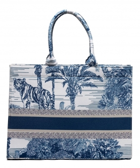 Canvas White Tiger Forest Tote