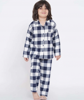 Berrytree Warm Night Suit Boys-Blue Squares