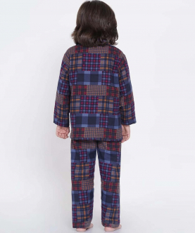 Berrytree Warm Night Suit Boys-Blue Check