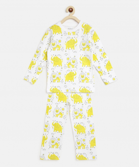 Organic Cotton Kids Night Suit Yellow Lion