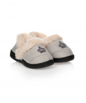 Boys Crown Slippers With Fur Trim
