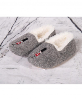 Boys Soldier Embroidered Slippers With Fur Trim