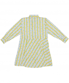 Bookworm Shirt Dress Blue Dots And Yellow Stripes