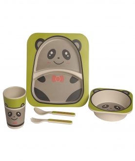 Panda Grey Bamboo Fiber Dinner Set