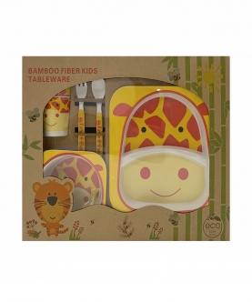 Giraffe Yellow & Orange Bamboo Fiber Dinner Set
