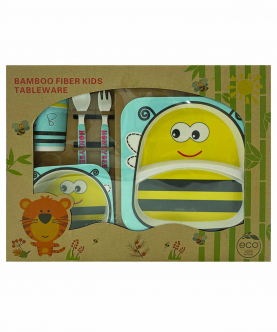 Baby Moo Honey Bee Yellow Bamboo Fiber Dinner Set