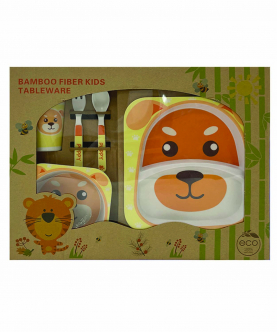 Baby Moo Tiger Orange Bamboo Fiber Dinner Set