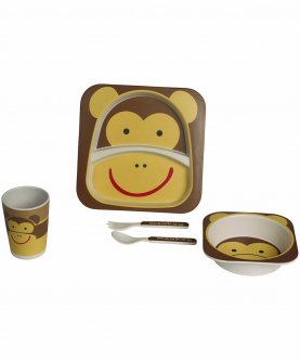 Baby Moo Monkey Cream Bamboo Fiber Dinner Set