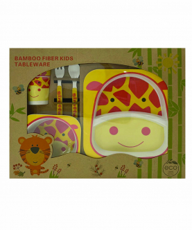 Baby Moo Giraffe Yellow & Orange Bamboo Fiber Dinner Set