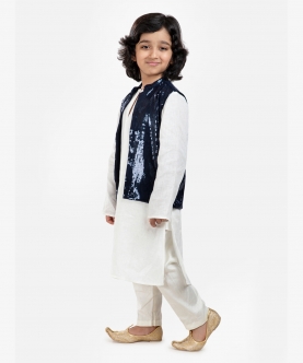 White Kurta Pyjama Nehru Jacket Set