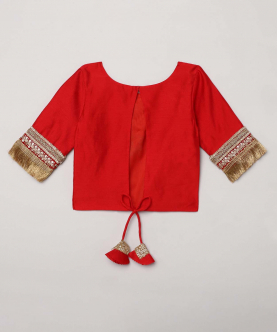 Chanderi Silk Blouse And Heavy Embellished Skirt With Tonal Dupatta