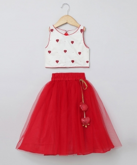 Heart Or Love Shape Beaded With Fancy Latkan Skirt And Top