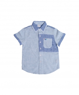 Boys Teal Dolphin Patched Shirt