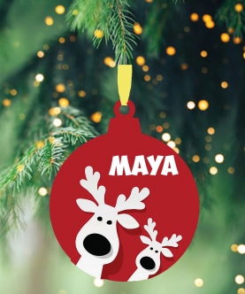 Personalized Christmas Ornaments Red Reindeers