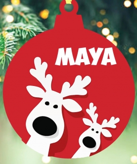 Personalized Christmas Ornaments Red Reindeers